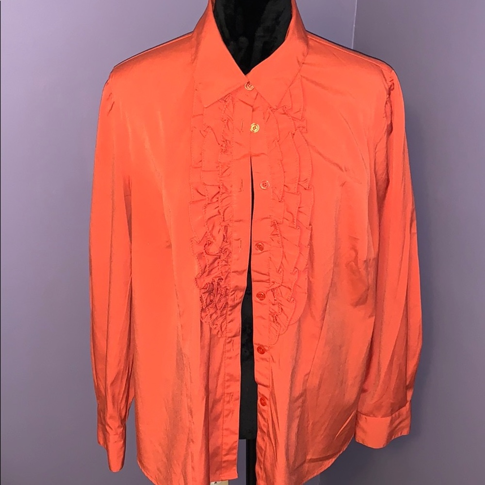 Coral ruffle shirt